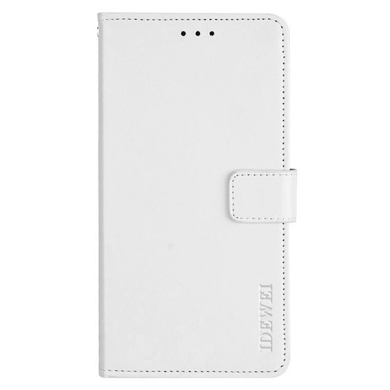 IDEWEI For Samsung Galaxy M55 5G Case Crazy Horse Texture PU Leather Phone Cover Card Holder Stand - White