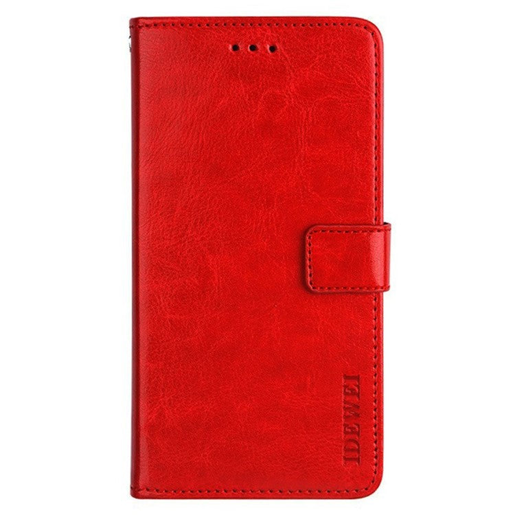 IDEWEI For Samsung Galaxy M55 5G / C55 5G / F55 5G Case Crazy Horse Texture PU Leather Phone Cover Card Holder Stand - Red