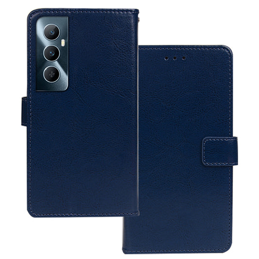 IDEWEI For Realme C65 4G Crazy Horse Texture Cover Leather Case with Photo Card Slots - Blue
