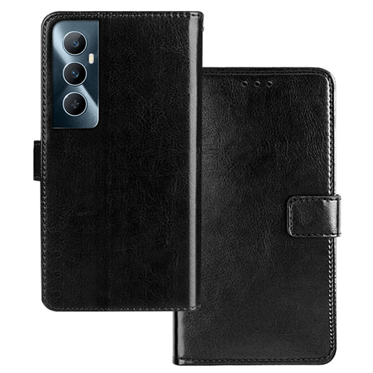 IDEWEI For Realme C65 4G Crazy Horse Texture Cover Leather Case with Photo Card Slots - Black