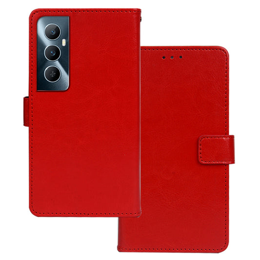 IDEWEI For Realme C65 4G Crazy Horse Texture Cover Leather Case with Photo Card Slots - Red