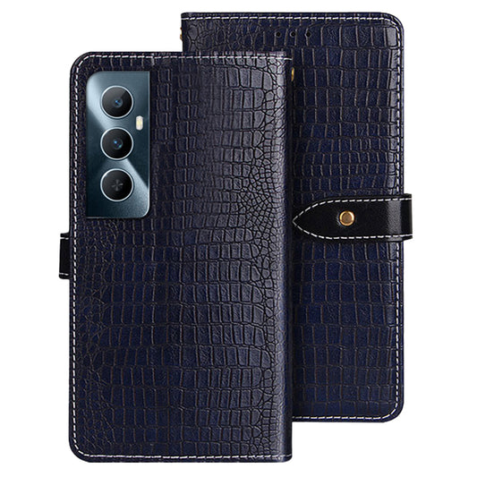 IDEWEI For Realme C65 4G Viewing Stand Case Crocodile Texture PU Leather Phone Cover - Blue