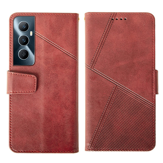 IDEWEI For Realme C65 4G Case Scratch-resistant Wallet Calf Texture Leather Phone Cover - Red