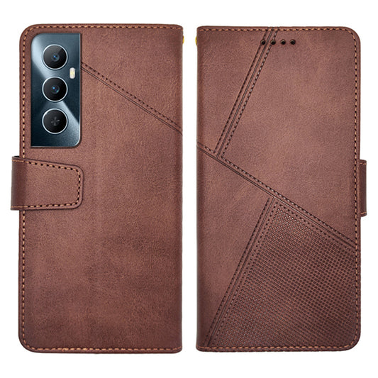 IDEWEI For Realme C65 4G Case Scratch-resistant Wallet Calf Texture Leather Phone Cover - Brown