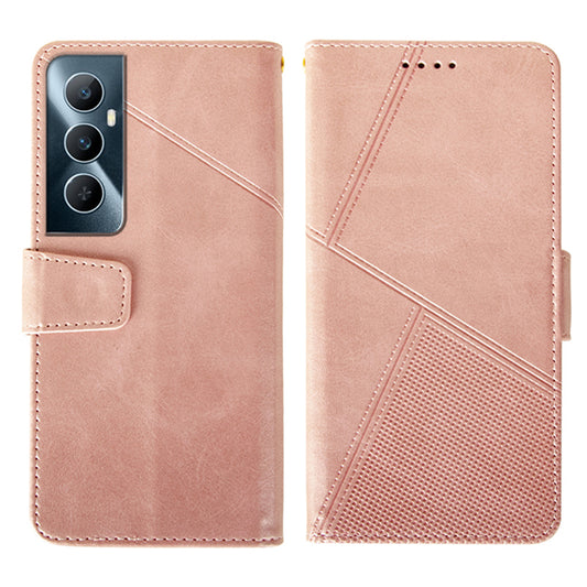 IDEWEI For Realme C65 4G Case Scratch-resistant Wallet Calf Texture Leather Phone Cover - Pink