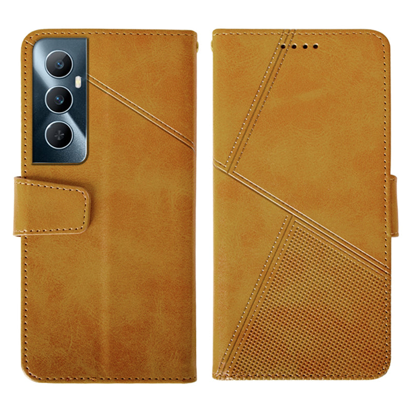 IDEWEI For Realme C65 4G Case Scratch-resistant Wallet Calf Texture Leather Phone Cover - Orange