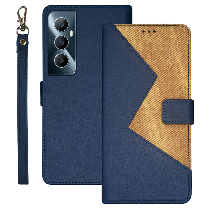 IDEWEI For Realme C65 4G Anti-fall Leather Case with 3 Card Slots Stand Phone Cover - Blue