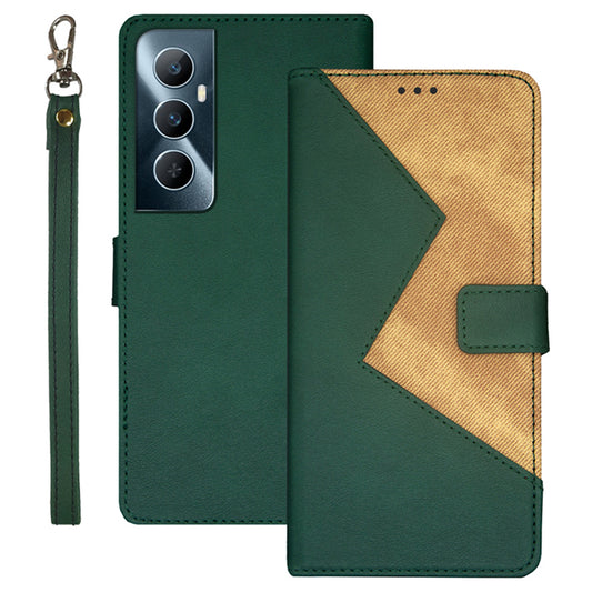 IDEWEI For Realme C65 4G Anti-fall Leather Case with 3 Card Slots Stand Phone Cover - Green