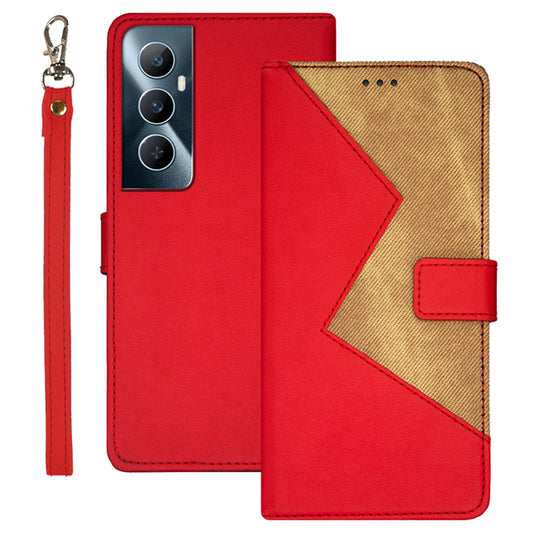 IDEWEI For Realme C65 4G Anti-fall Leather Case with 3 Card Slots Stand Phone Cover - Red