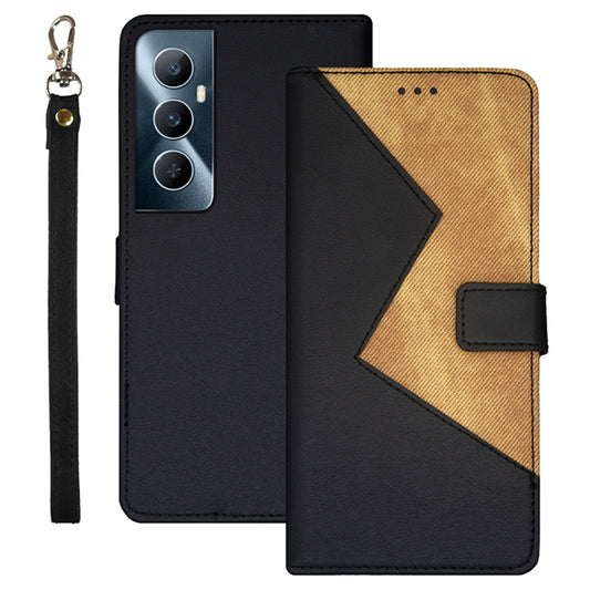 IDEWEI For Realme C65 4G Anti-fall Leather Case with 3 Card Slots Stand Phone Cover - Black