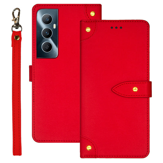 IDEWEI For Realme C65 4G Case PU Leather+TPU Scratch-proof Flip Stand Phone Cover - Red