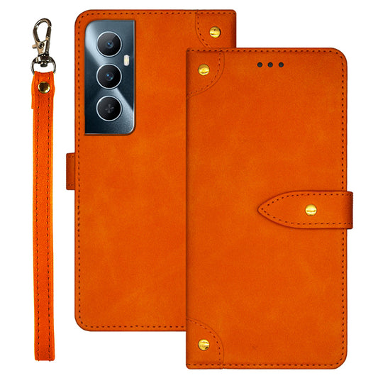IDEWEI For Realme C65 4G Case PU Leather+TPU Scratch-proof Flip Stand Phone Cover - Orange