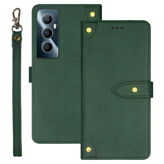 IDEWEI For Realme C65 4G Case PU Leather+TPU Scratch-proof Flip Stand Phone Cover - Green