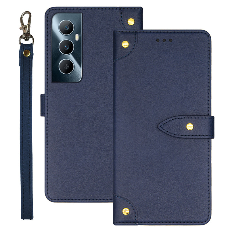 IDEWEI For Realme C65 4G Case PU Leather+TPU Scratch-proof Flip Stand Phone Cover - Blue