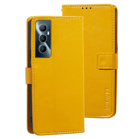 IDEWEI For Realme C65 4G Case Card Holder Wallet PU Leather Stand Phone Cover - Yellow
