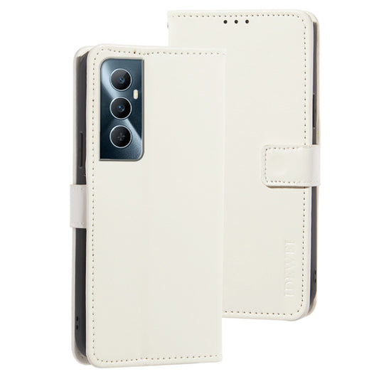 IDEWEI For Realme C65 4G Case Card Holder Wallet PU Leather Stand Phone Cover - White