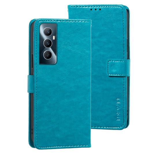 IDEWEI For Realme C65 4G Case Card Holder Wallet PU Leather Stand Phone Cover - Sky Blue