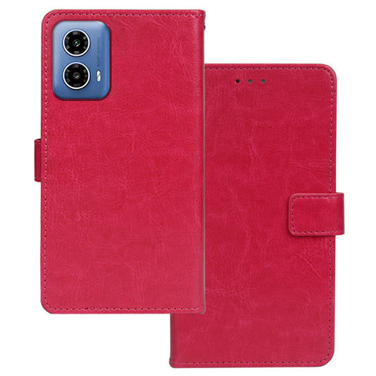 IDEWEI For Motorola Moto G34 5G Case Foldable Stand Card Holder Leather Phone Cover - Rose