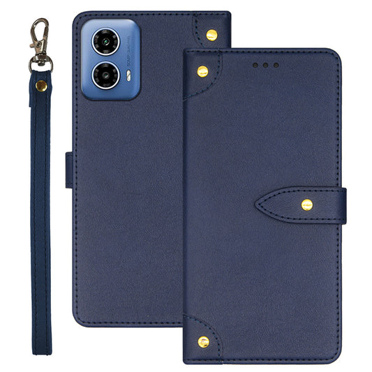 IDEWEI For Motorola Moto G34 5G Case Card Holder Leather Stand Phone Cover - Blue