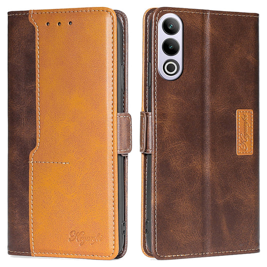 For OnePlus Ace 3V 5G Case Dual-color Flip Stand Card Holder Leather Phone Cover - Dark Brown+Gold