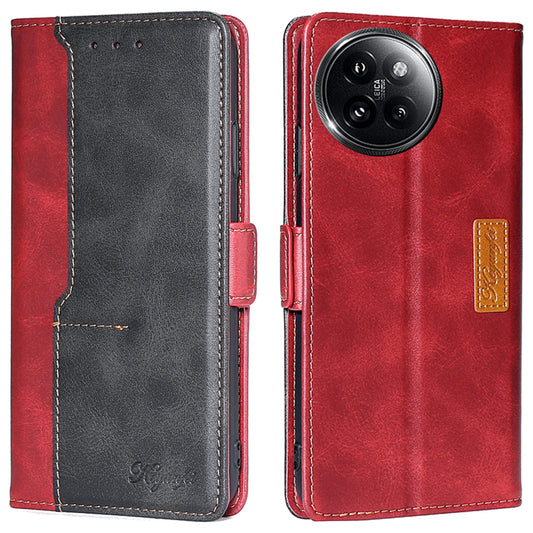 For Xiaomi Civi 4 Pro 5G Wallet Case Dual Color Splicing Leather Phone Cover - Black+Red