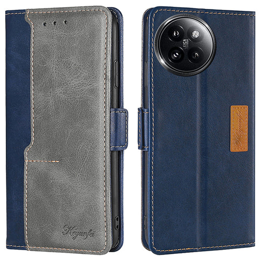 For Xiaomi Civi 4 Pro 5G Wallet Case Dual Color Splicing Leather Phone Cover - Blue+Grey