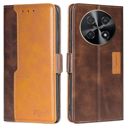 For Huawei nova 12i 4G Case Dual-Color Stand Leather Flip Phone Cases Wholesale - Dark Brown+Gold