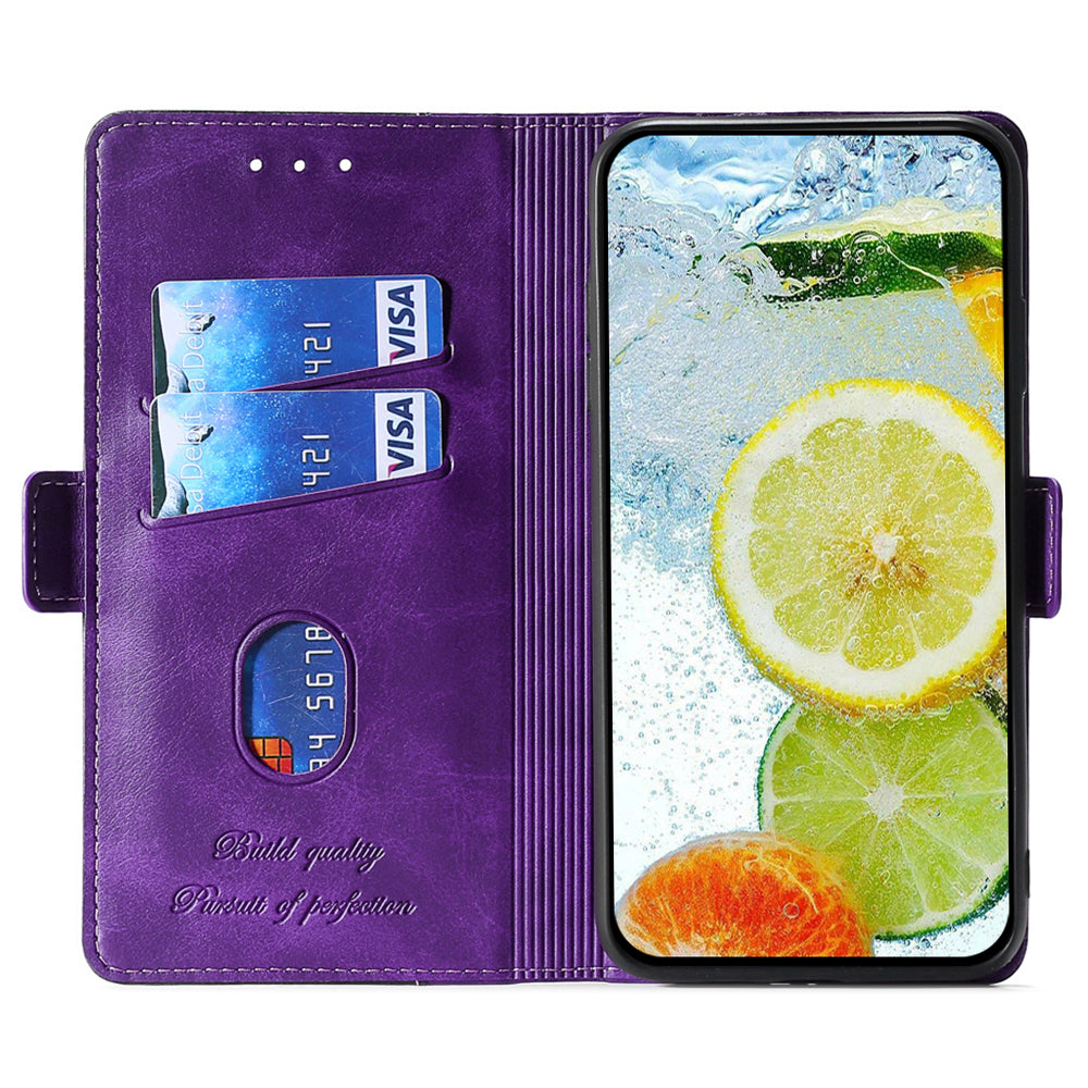 For Samsung Galaxy M15 5G Wholesale Phone Cover Splicing Color Leather Flip Stand Wallet Phone Cover - Rose+Purple