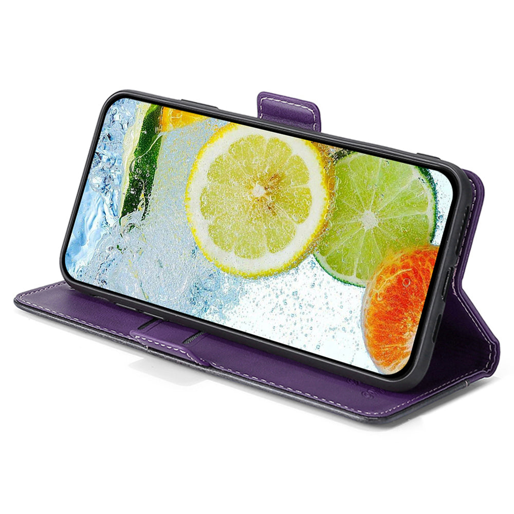 For Samsung Galaxy M15 5G Wholesale Phone Cover Splicing Color Leather Flip Stand Wallet Phone Cover - Rose+Purple