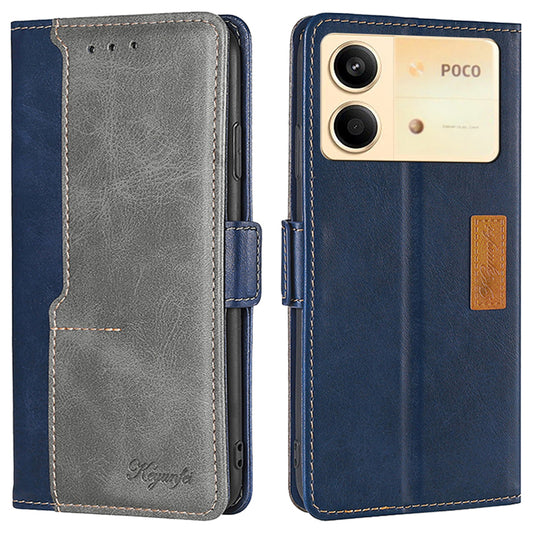 For Xiaomi Redmi Note 13R Pro 5G Case Dual-Color Leather Drop-proof Stand Phone Cover - Blue+Grey