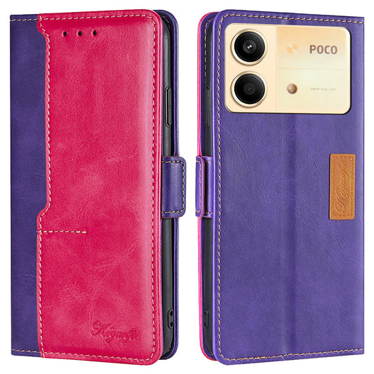 For Xiaomi Redmi Note 13R Pro 5G Case Dual-Color Leather Drop-proof Stand Phone Cover - Rose+Purple
