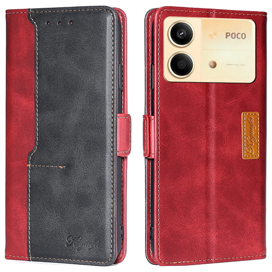 For Xiaomi Redmi Note 13R Pro 5G Case Dual-Color Leather Drop-proof Stand Phone Cover - Black+Red