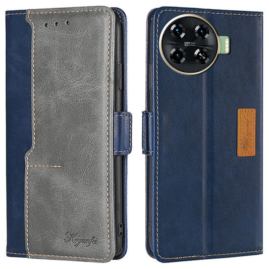 For Transsion Tecno Spark 20 Pro+ Phone Case Dual Color Splicing Leather Flip Cover Mobile Accessories Wholesale - Blue+Grey