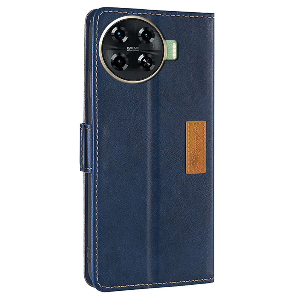 For Transsion Tecno Spark 20 Pro+ Phone Case Dual Color Splicing Leather Flip Cover Mobile Accessories Wholesale - Blue+Grey