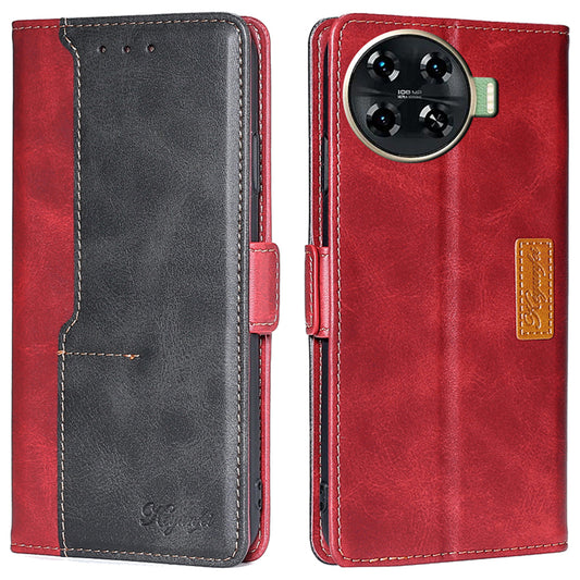 For Transsion Tecno Spark 20 Pro+ Phone Case Dual Color Splicing Leather Flip Cover Mobile Accessories Wholesale - Black+Red