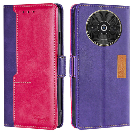 For Xiaomi Redmi A3 / Poco C61 4G Wallet Case Dual Color Splicing Leather Phone Cover Cell Phone Accessories Wholesale - Rose+Purple