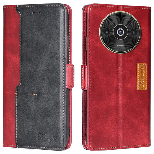 For Xiaomi Redmi A3 / Poco C61 4G Wallet Case Dual Color Splicing Leather Phone Cover Cell Phone Accessories Wholesale - Black+Red