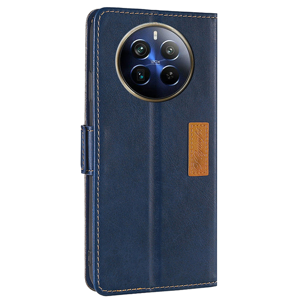 For Realme 12 Pro 5G / 12 Pro+ 5G Case Dual Color Splicing Leather Flip Phone Cover Mobile Accessories Wholesale - Blue+Grey