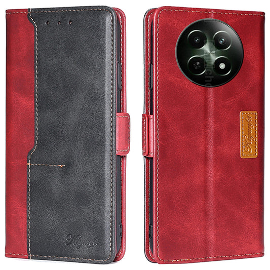 For Realme 12 Wholesale Phone Cover Splicing Color Leather Wallet Phone Cover - Black+Red