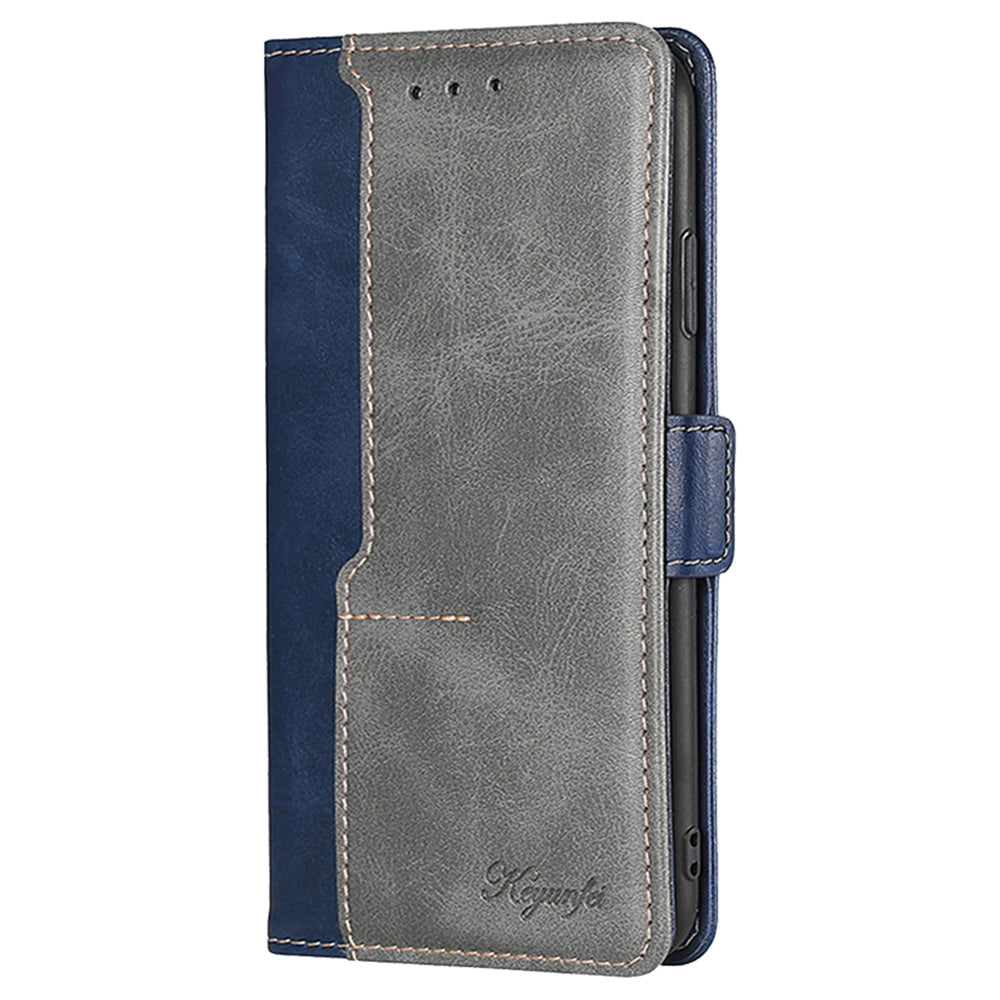 For Oppo Reno11 F 5G / F25 Pro 5G Wholesale Phone Cover Splicing Color Leather Flip Stand Wallet Phone Cover - Blue+Grey