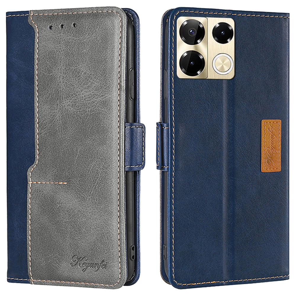 For Transsion Infinix Note 40 Pro 5G Case Dual Color Splicing Leather Flip Phone Cover Mobile Accessories Wholesale - Blue+Grey