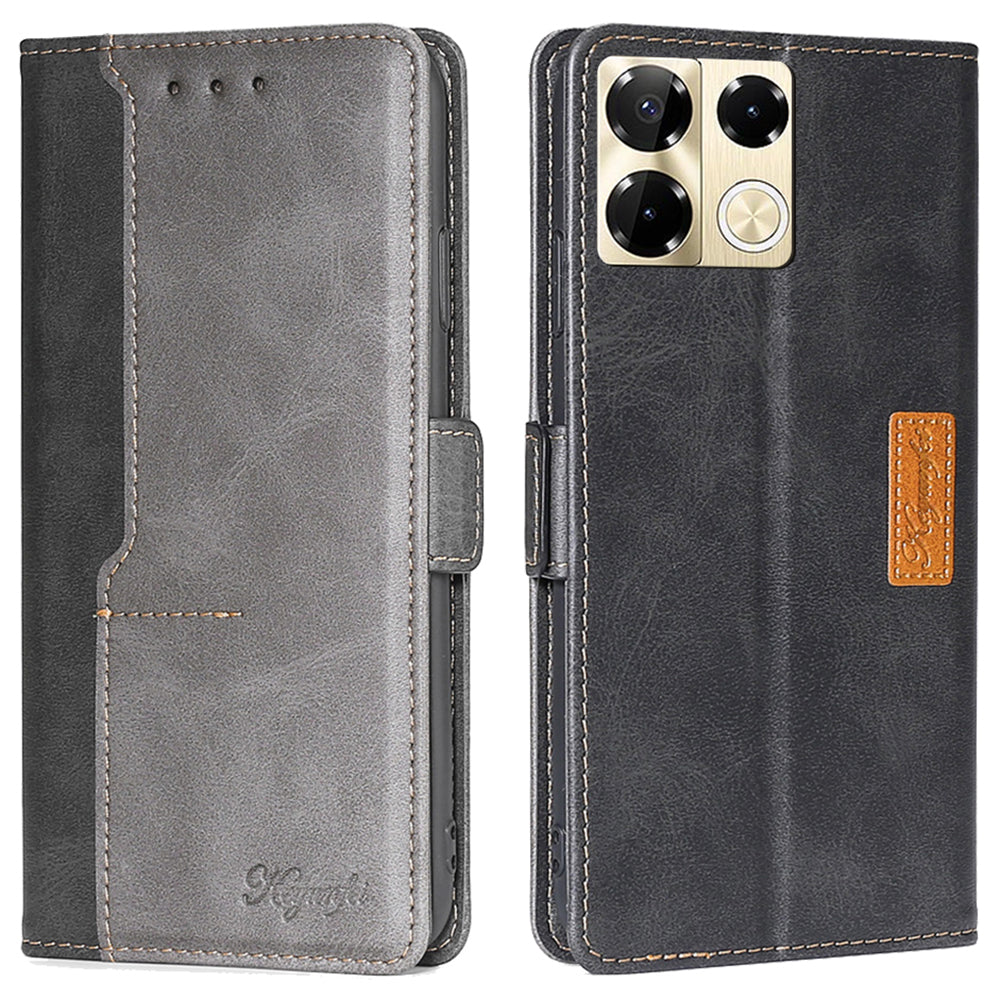 For Transsion Infinix Note 40 Pro 5G Case Dual Color Splicing Leather Flip Phone Cover Mobile Accessories Wholesale - Black+Grey
