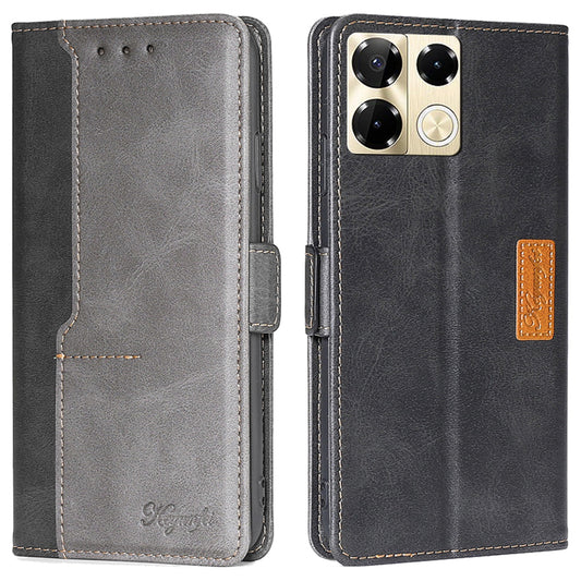 For Transsion Infinix Note 40 Pro 5G Case Dual Color Splicing Leather Flip Phone Cover Mobile Accessories Wholesale - Black+Grey