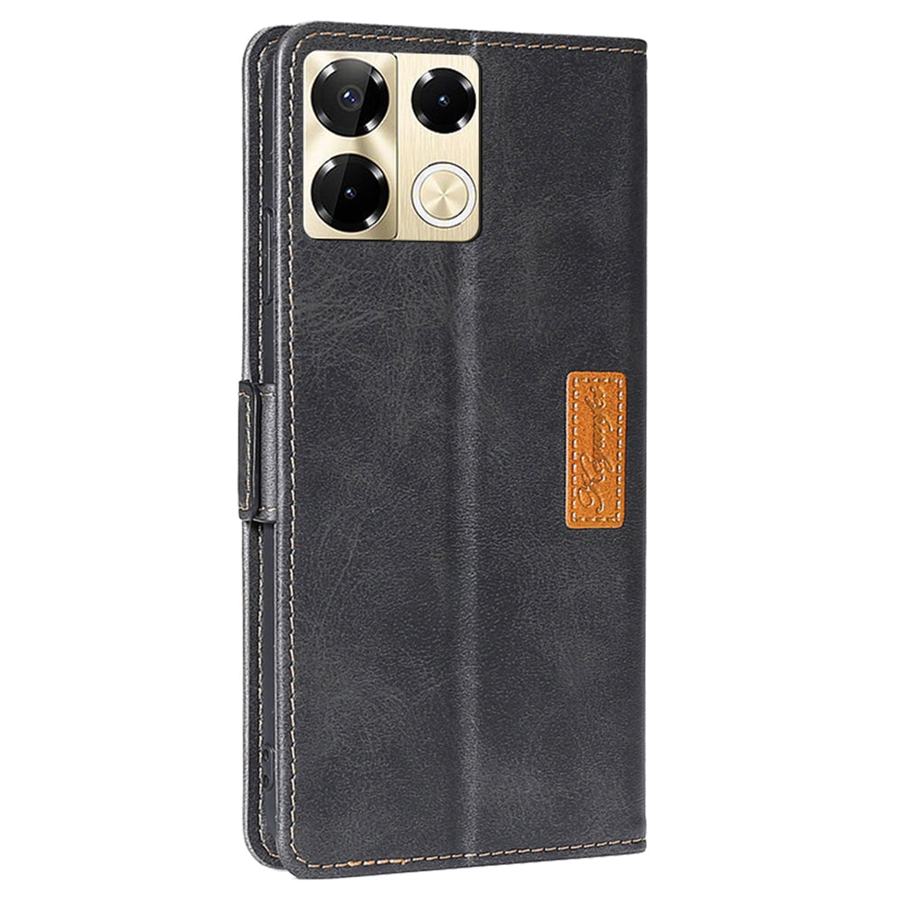 For Transsion Infinix Note 40 Pro 5G Case Dual Color Splicing Leather Flip Phone Cover Mobile Accessories Wholesale - Black+Grey