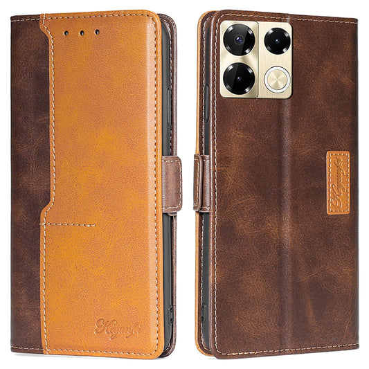 For Transsion Infinix Note 40 Pro 5G Case Dual Color Splicing Leather Flip Phone Cover Mobile Accessories Wholesale - Dark Brown+Gold