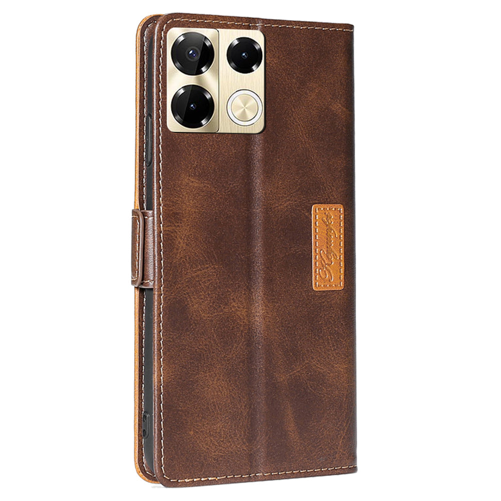 For Transsion Infinix Note 40 Pro 5G Case Dual Color Splicing Leather Flip Phone Cover Mobile Accessories Wholesale - Dark Brown+Gold