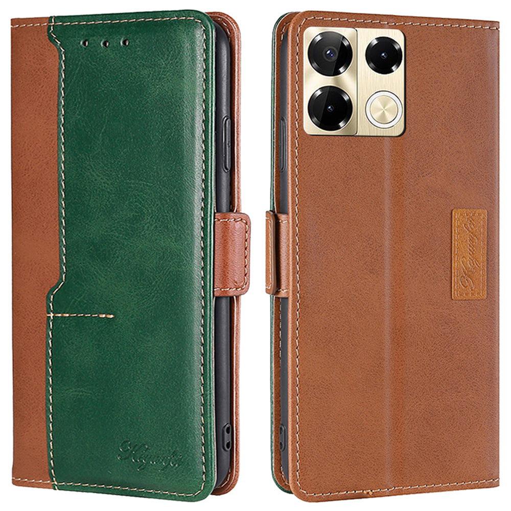 For Transsion Infinix Note 40 Pro 5G Case Dual Color Splicing Leather Flip Phone Cover Mobile Accessories Wholesale - Light Brown+Green