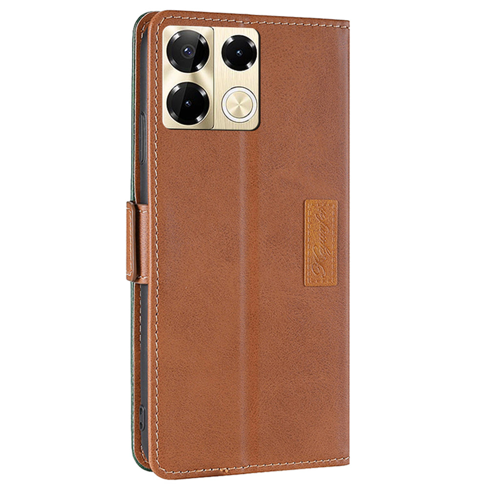 For Transsion Infinix Note 40 Pro 5G Case Dual Color Splicing Leather Flip Phone Cover Mobile Accessories Wholesale - Light Brown+Green