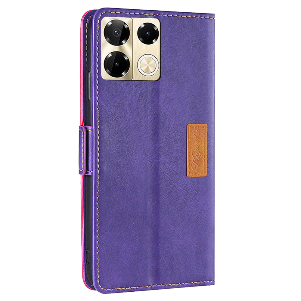 For Transsion Infinix Note 40 Pro 5G Case Dual Color Splicing Leather Flip Phone Cover Mobile Accessories Wholesale - Rose+Purple