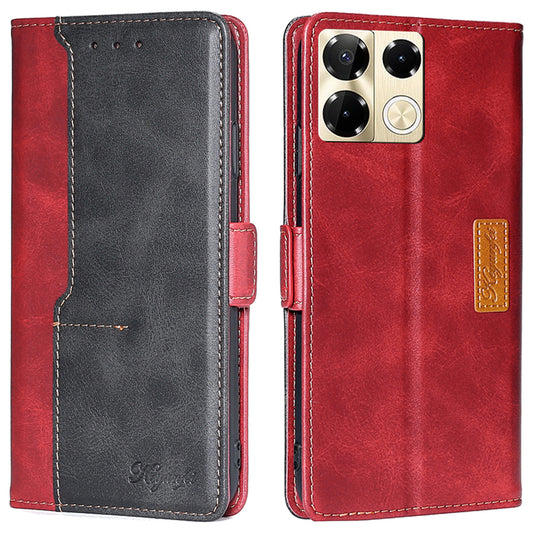 For Transsion Infinix Note 40 Pro 5G Case Dual Color Splicing Leather Flip Phone Cover Mobile Accessories Wholesale - Black+Red
